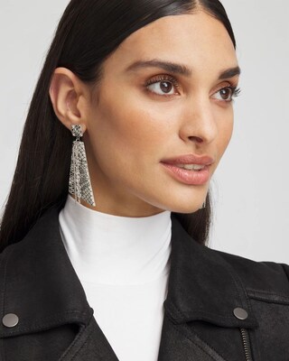 No Droop™ Snakeprint Leather & Chain Drop Earrings