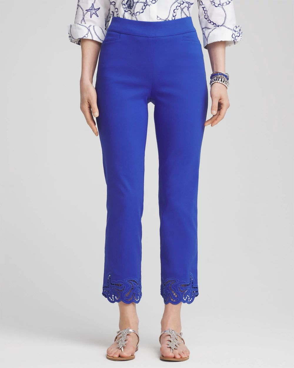 Petite Brigitte™ Cutwork-Hem Cropped Pants