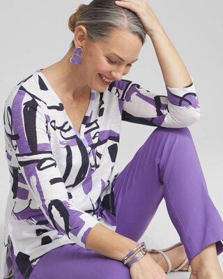 Abstract Henley Side Slit Tunic
