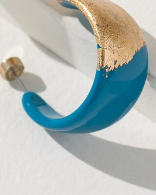 Blue Foil Hoop Earrings