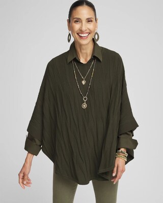 Boat Neck Cuffed Sweater Poncho