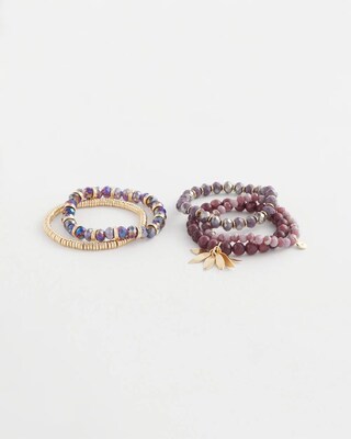 Set of Five Purple Stretch Bracelets