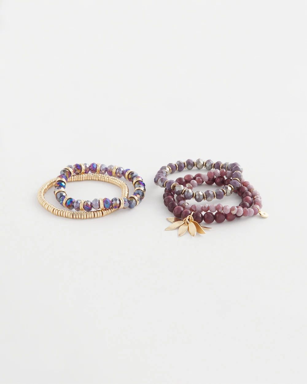 Set of Five Purple Stretch Bracelets