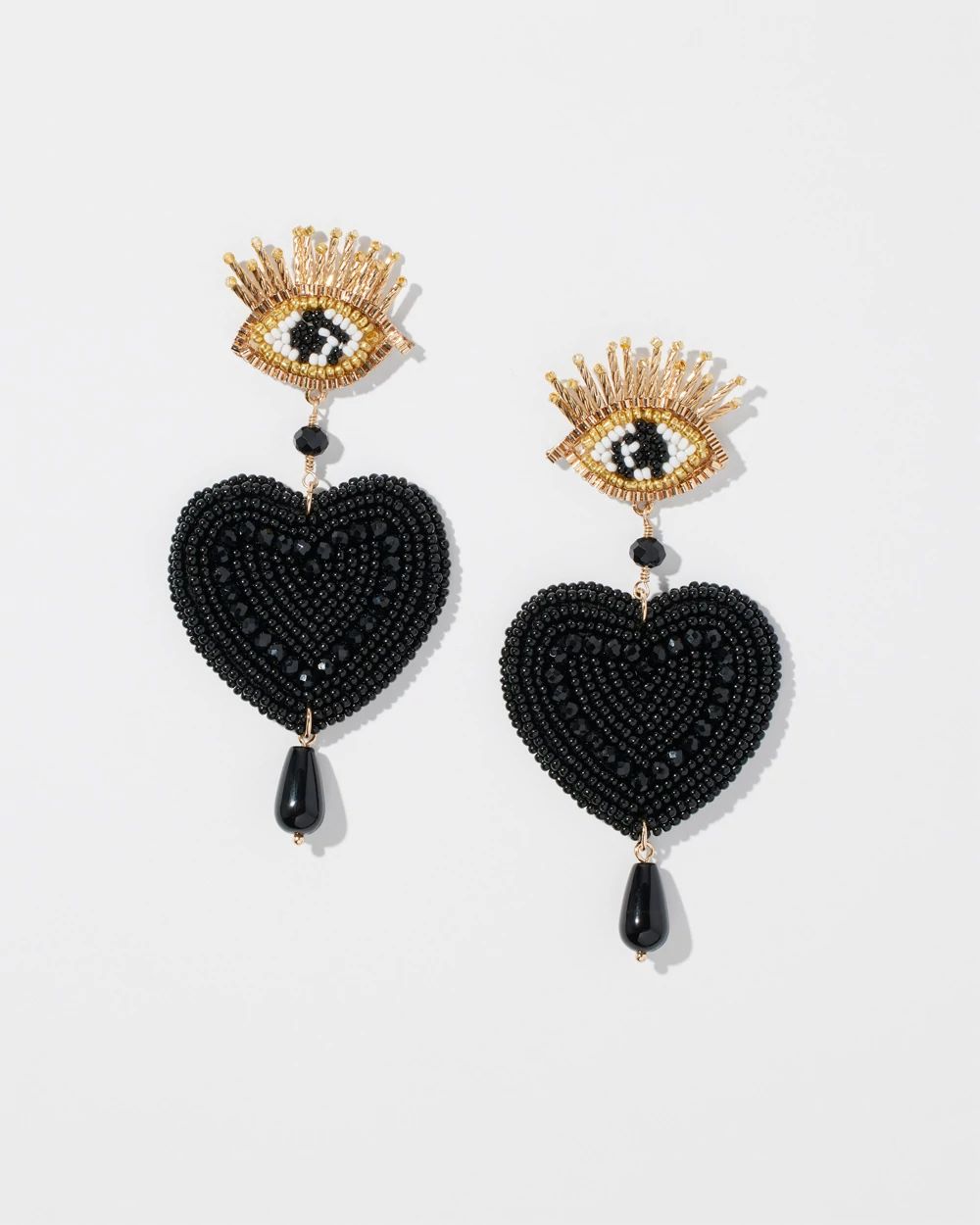 Beaded Heart Drop Earrings