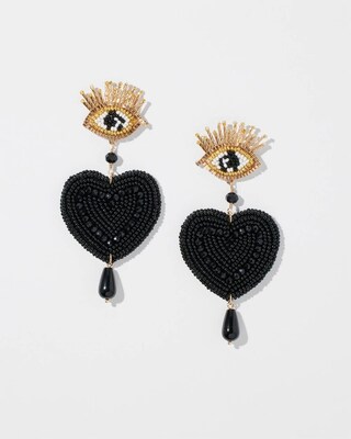 Beaded Heart Drop Earrings