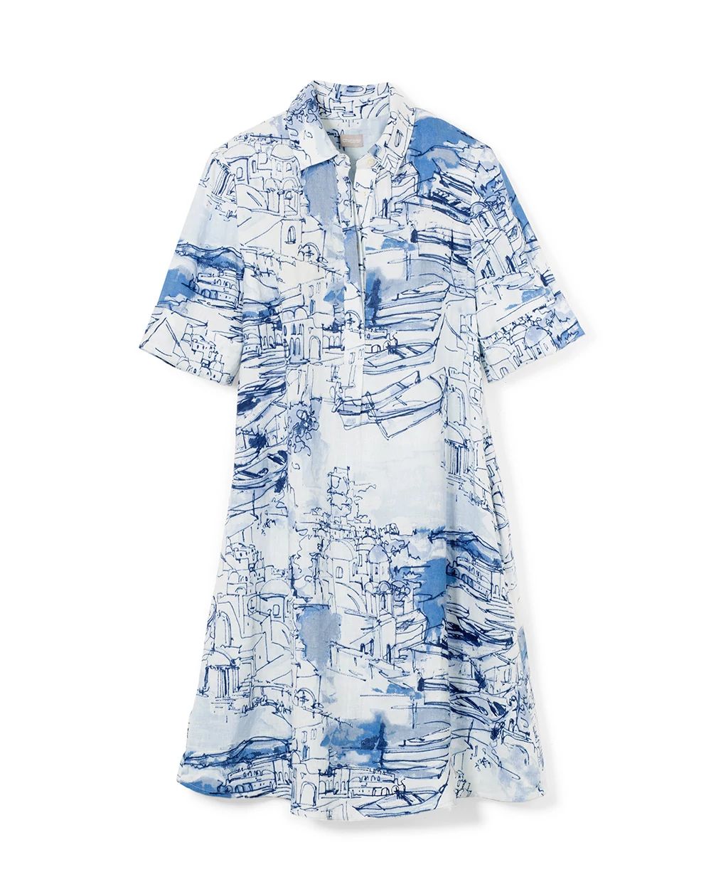 Santorini Print Short Dress