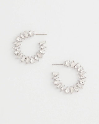 Silvertone Front-to-Back Hoop Earrings