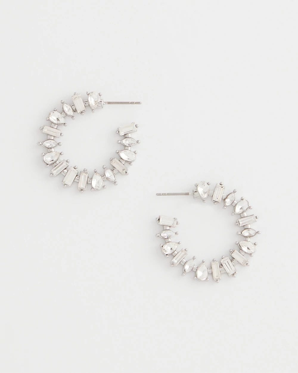Silvertone Front-to-Back Hoop Earrings
