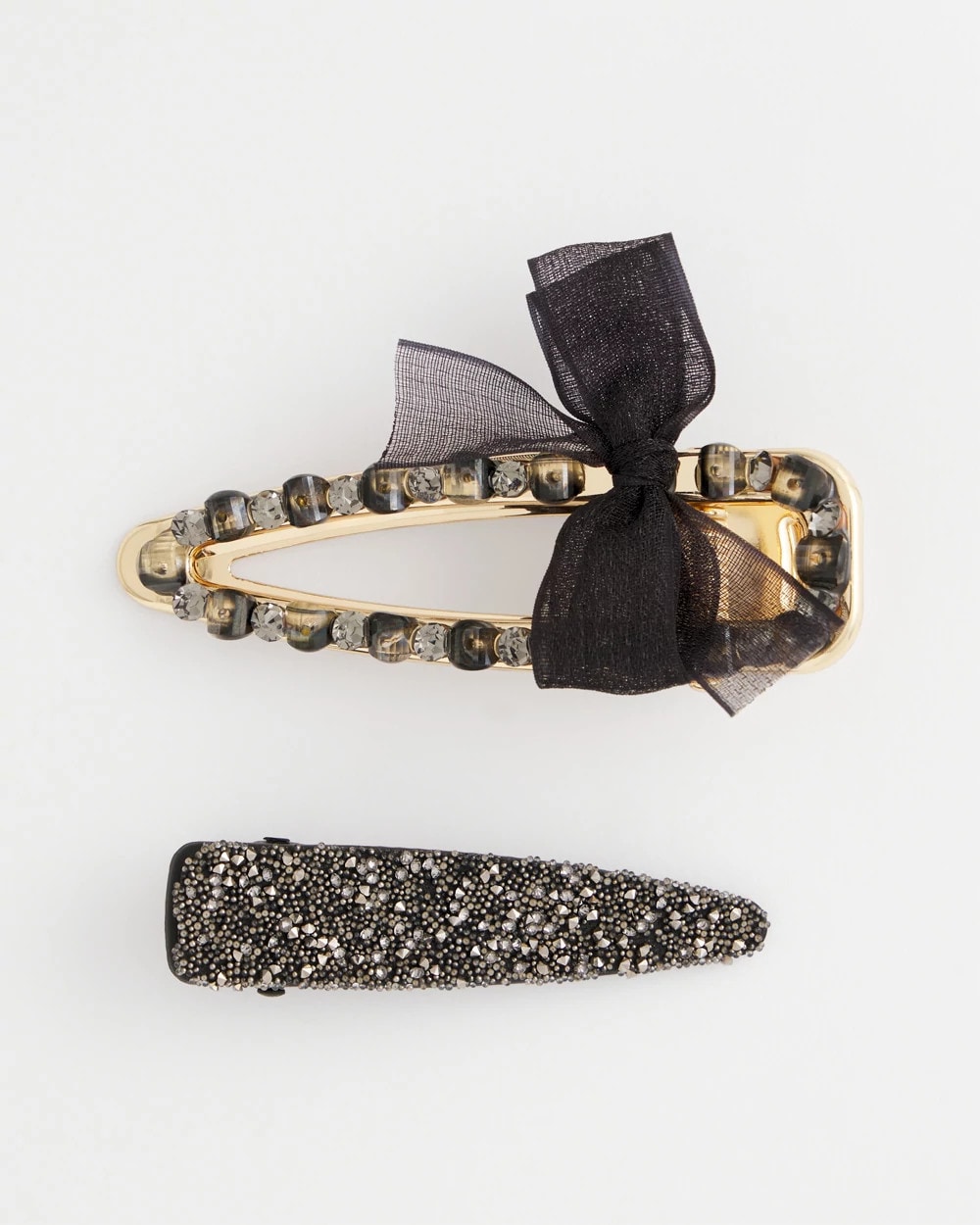Set of Two Rhinestone Bow Hair Clips