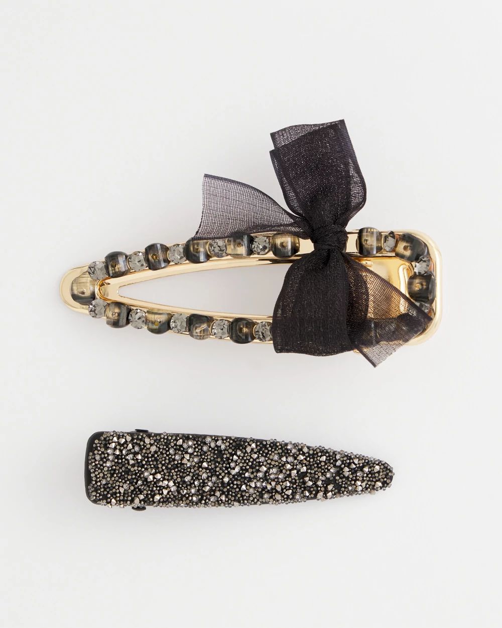 Set of Two Rhinestone Bow Hair Clips