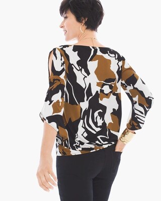 Abstract Floral Cold-Shoulder Top