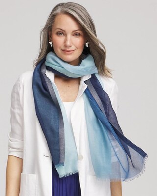 Woven Ombre Metallic Oblong Scarf click to view larger image.