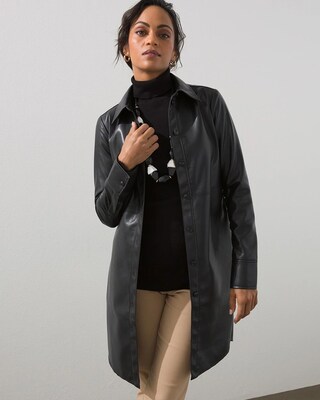 Elongated Faux Leather Shacket