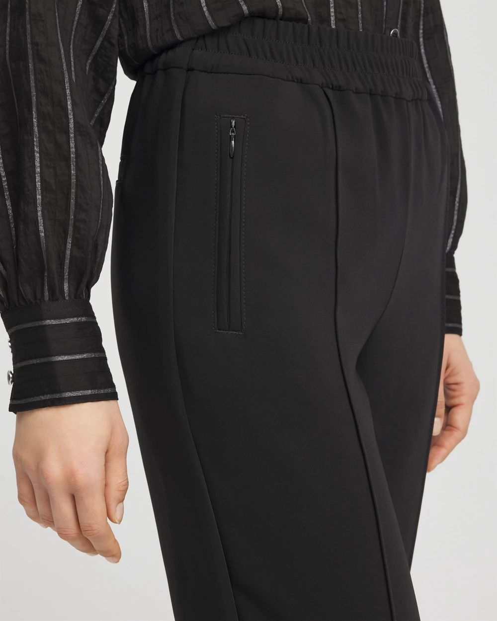 Crepe Side-Zip Tapered Ankle Pants