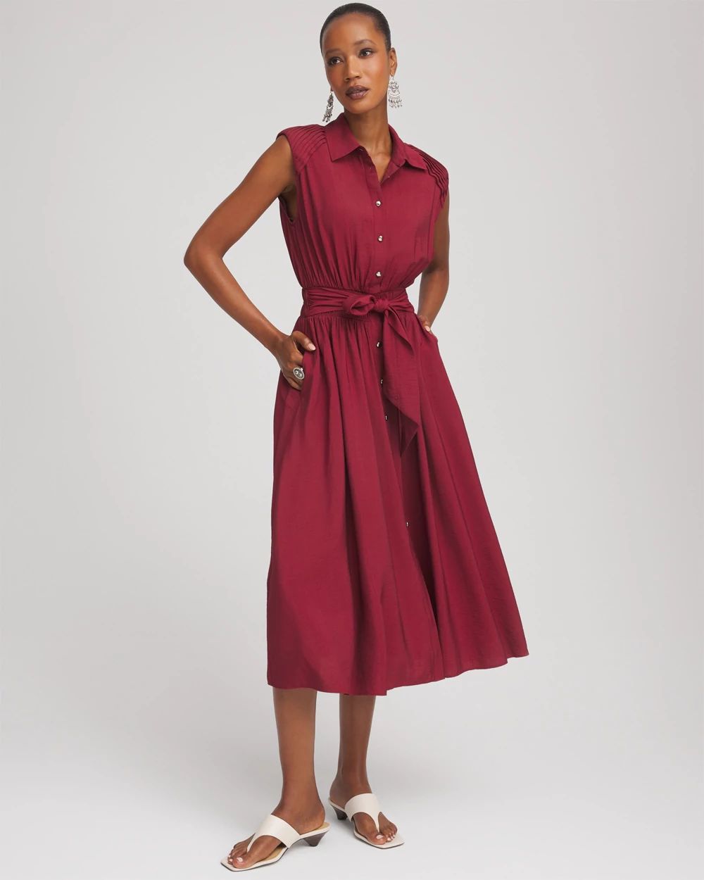 Smocked-Waist Shirtdress