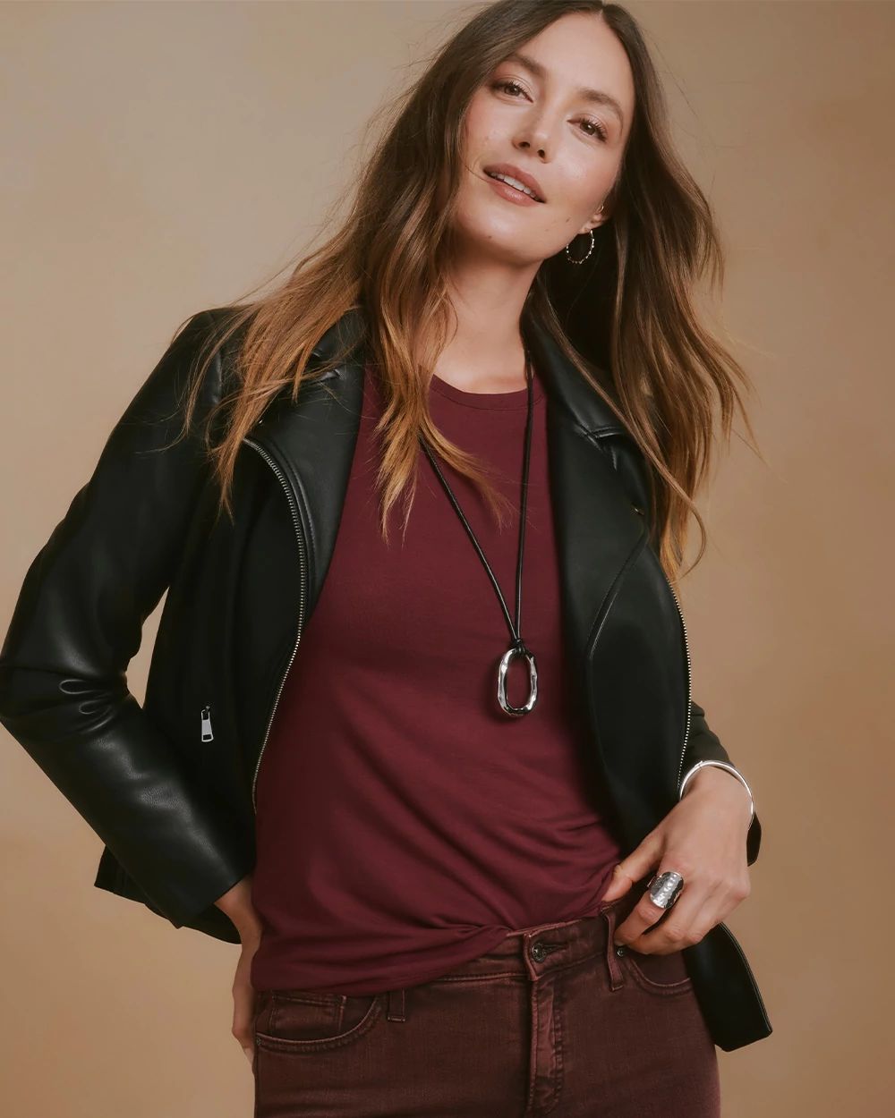 Faux Leather Moto Jacket