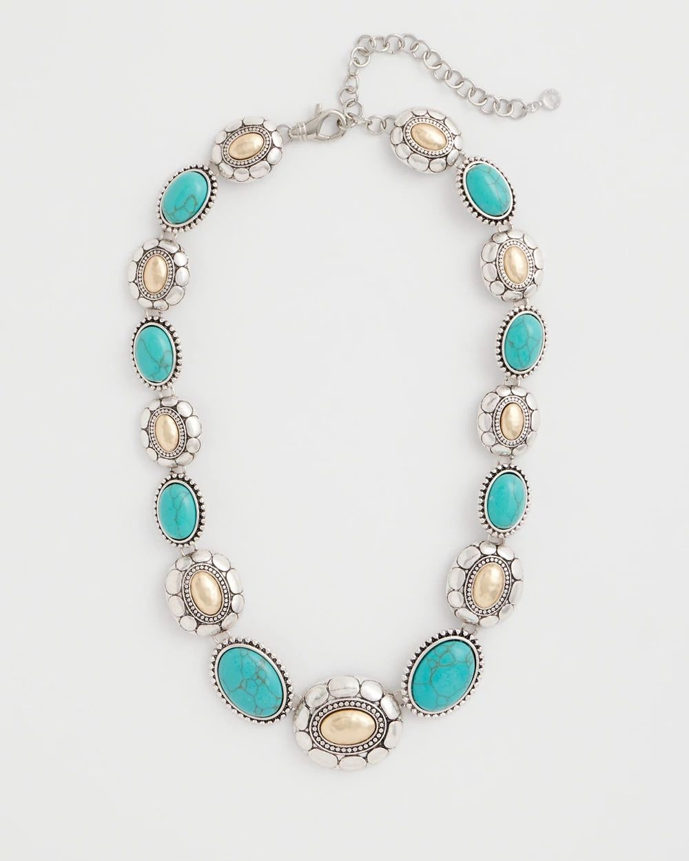 Turquoise Mixed Metal Collar Necklace