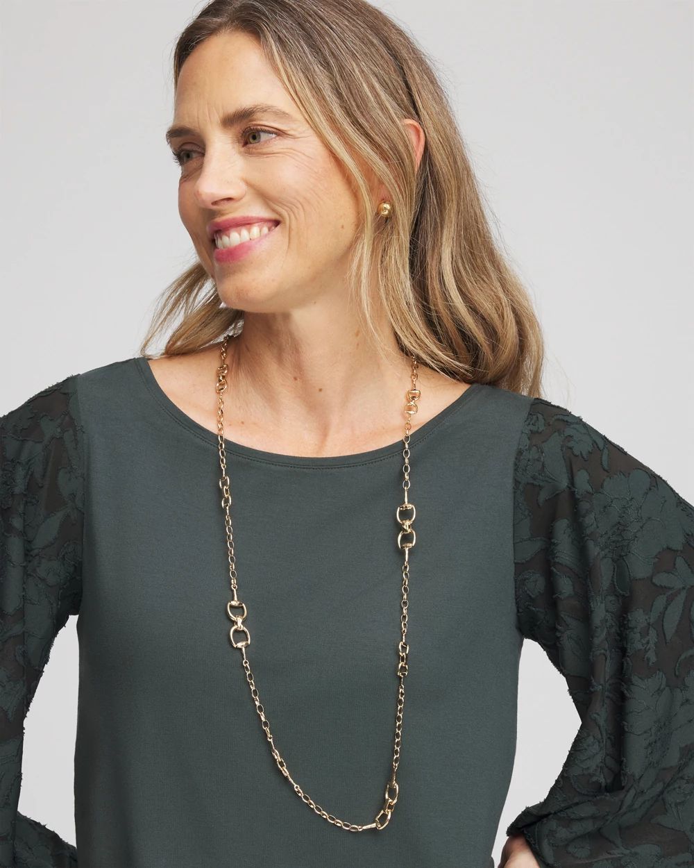 Equestrian Horsebit Long Link Necklace