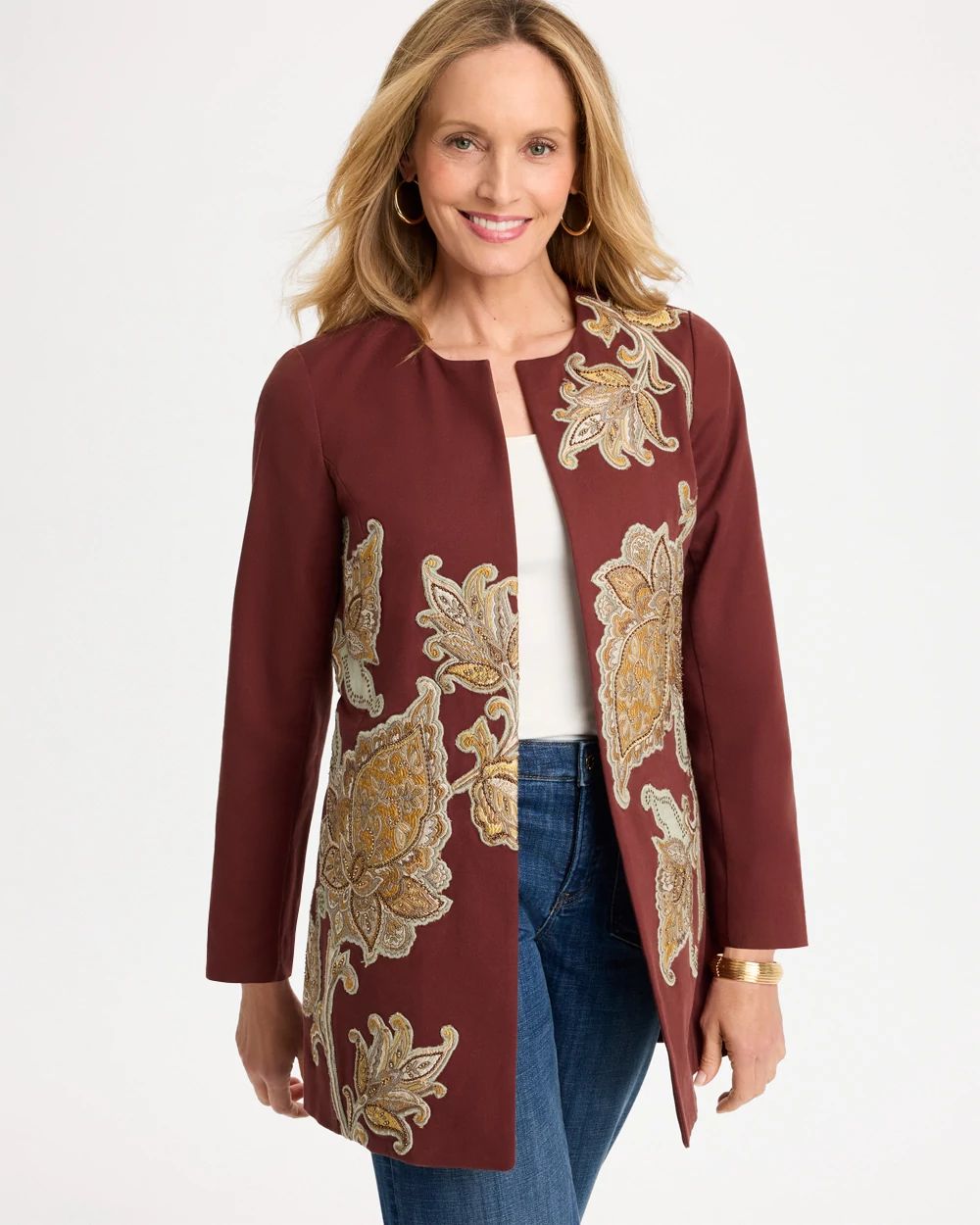 Embroidered Long Sleeve Jacket