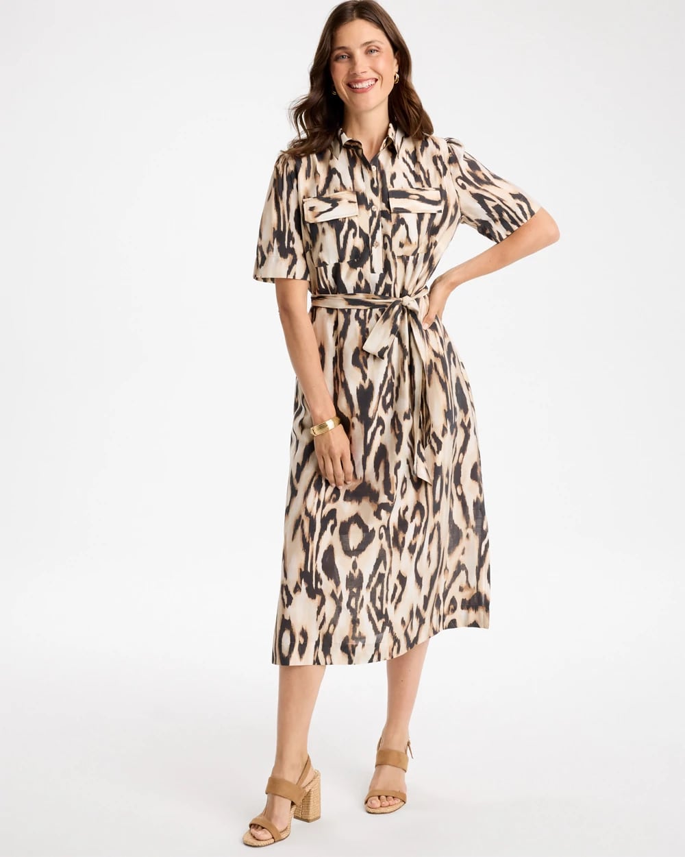 Ikat Printed Midi Length Shirtdress, photo 1 of 5