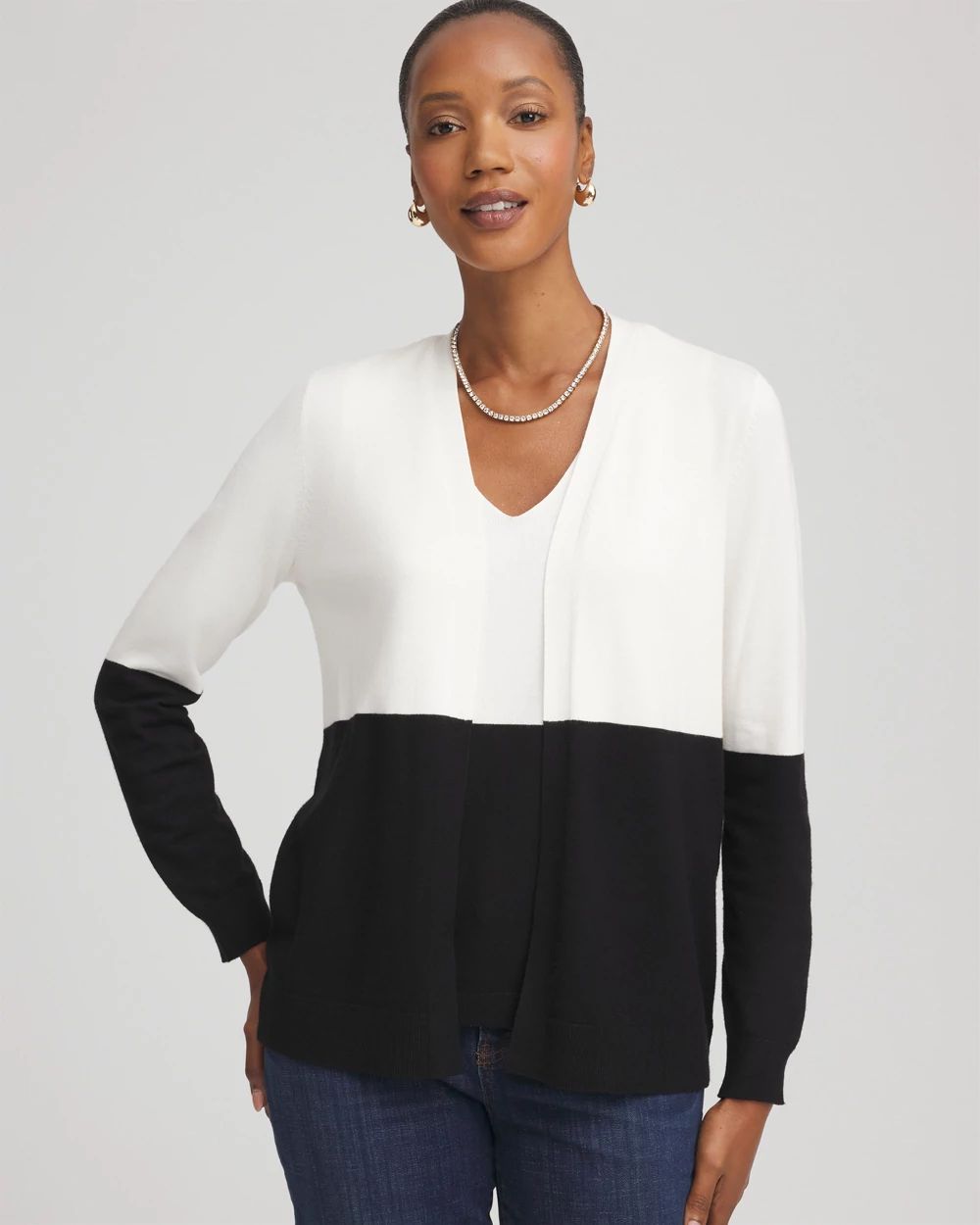 Colorblock Long Sleeve Cardigan