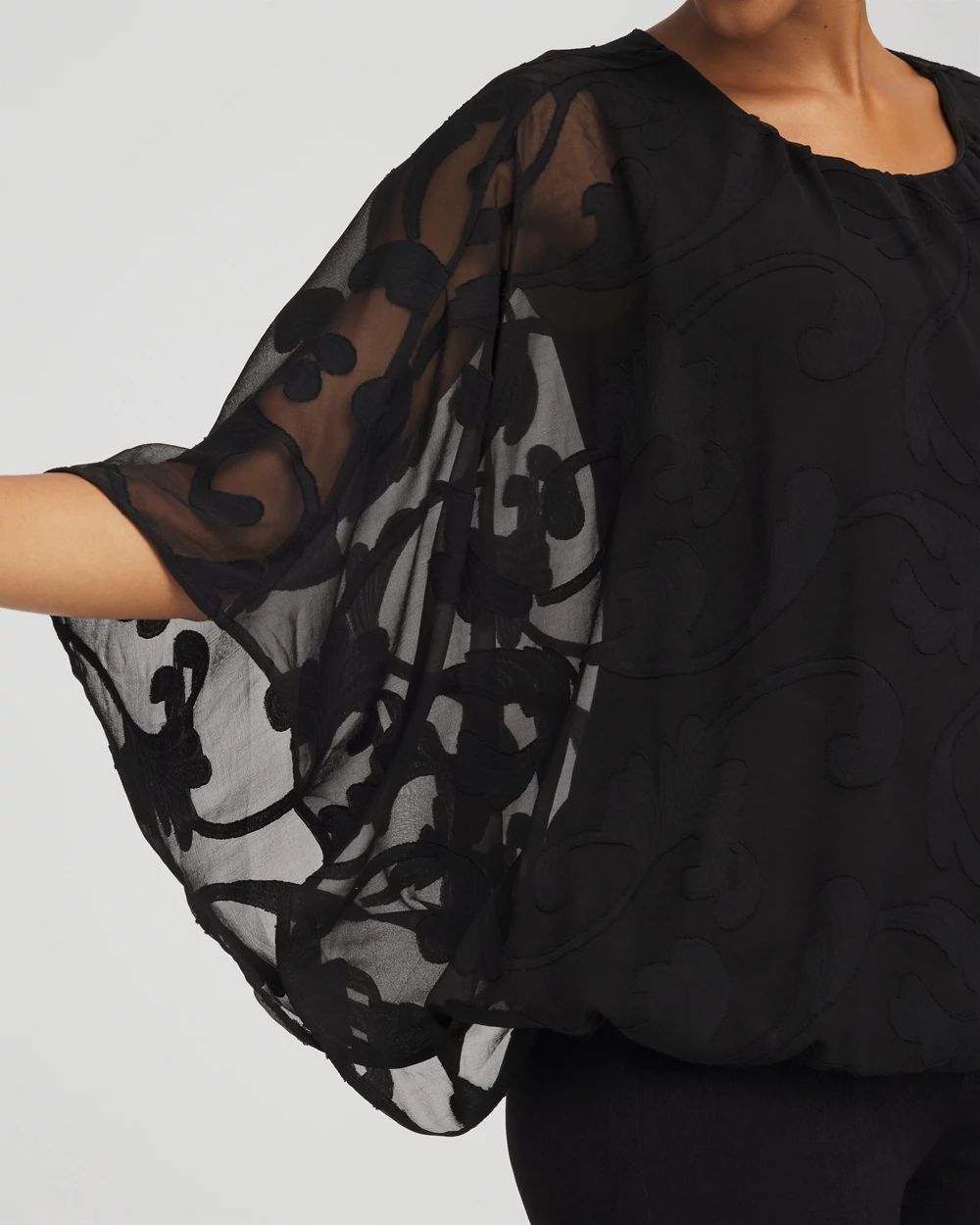 Travelers™ Chiffon Burnout Bubble-Hem Top