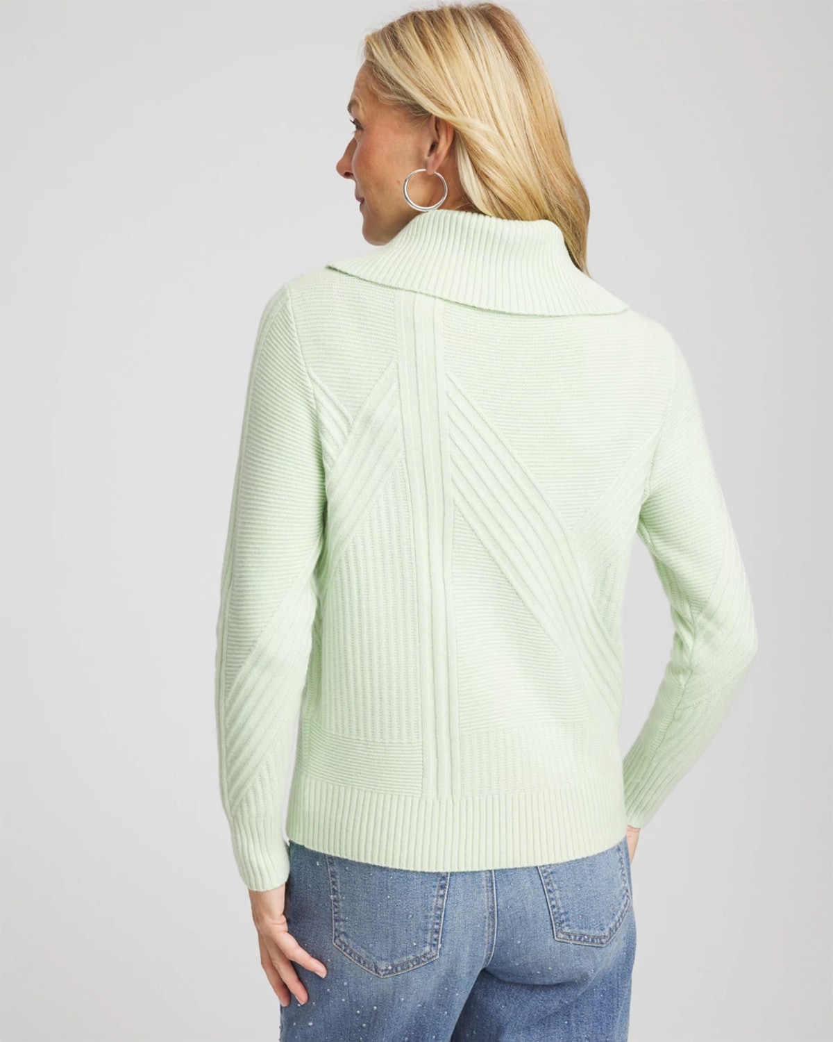 Chico's Ribbed Cowlneck Sweater In Frosted Mint In Green