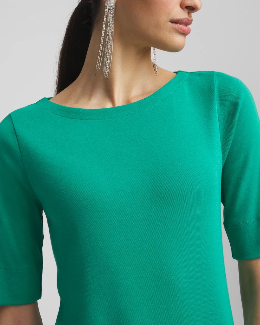 Pima Cotton Bateau-Neck Tee click to view larger image.