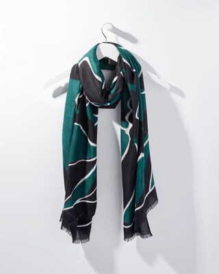 Green Print Oblong Scarf