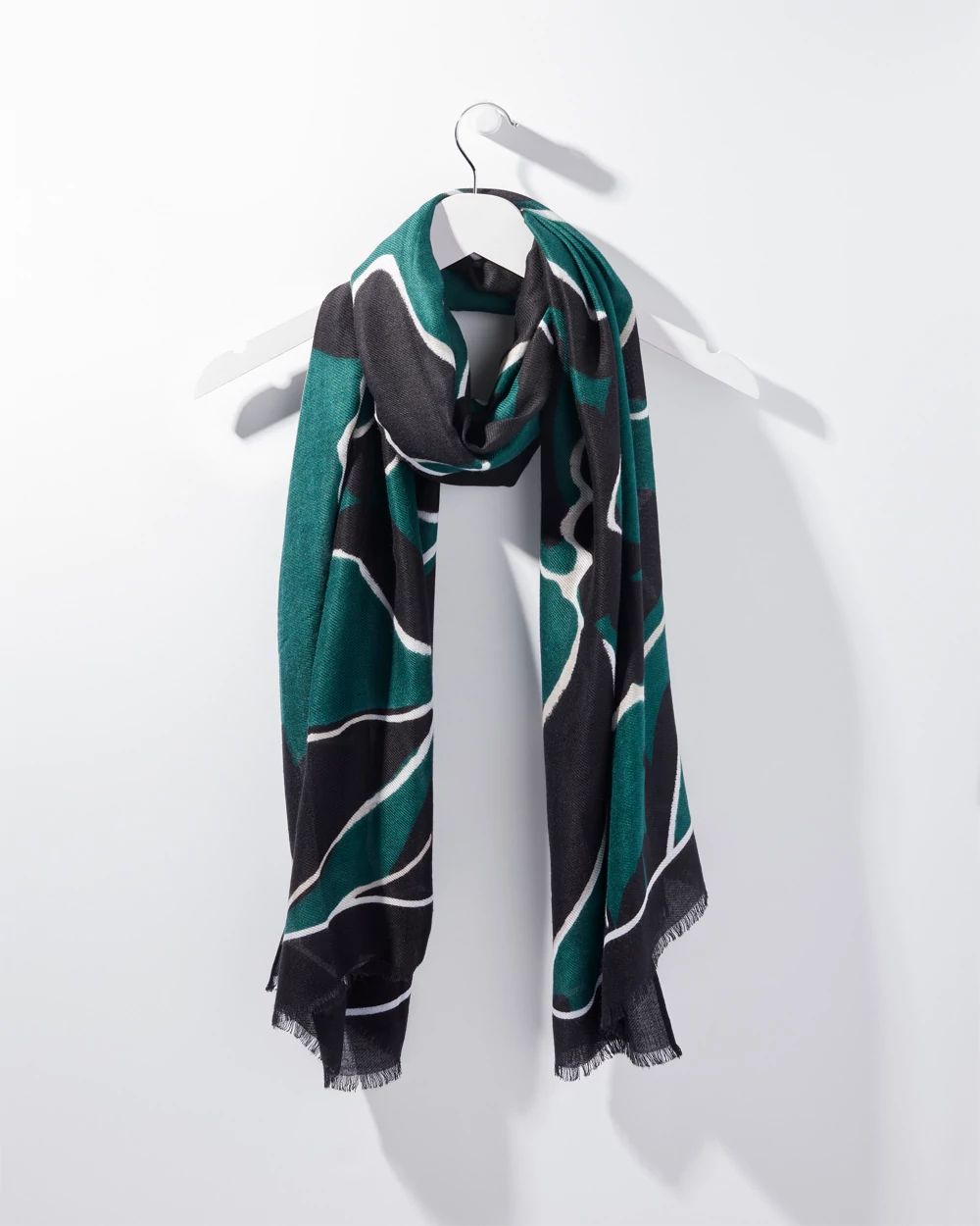 Green Print Oblong Scarf
