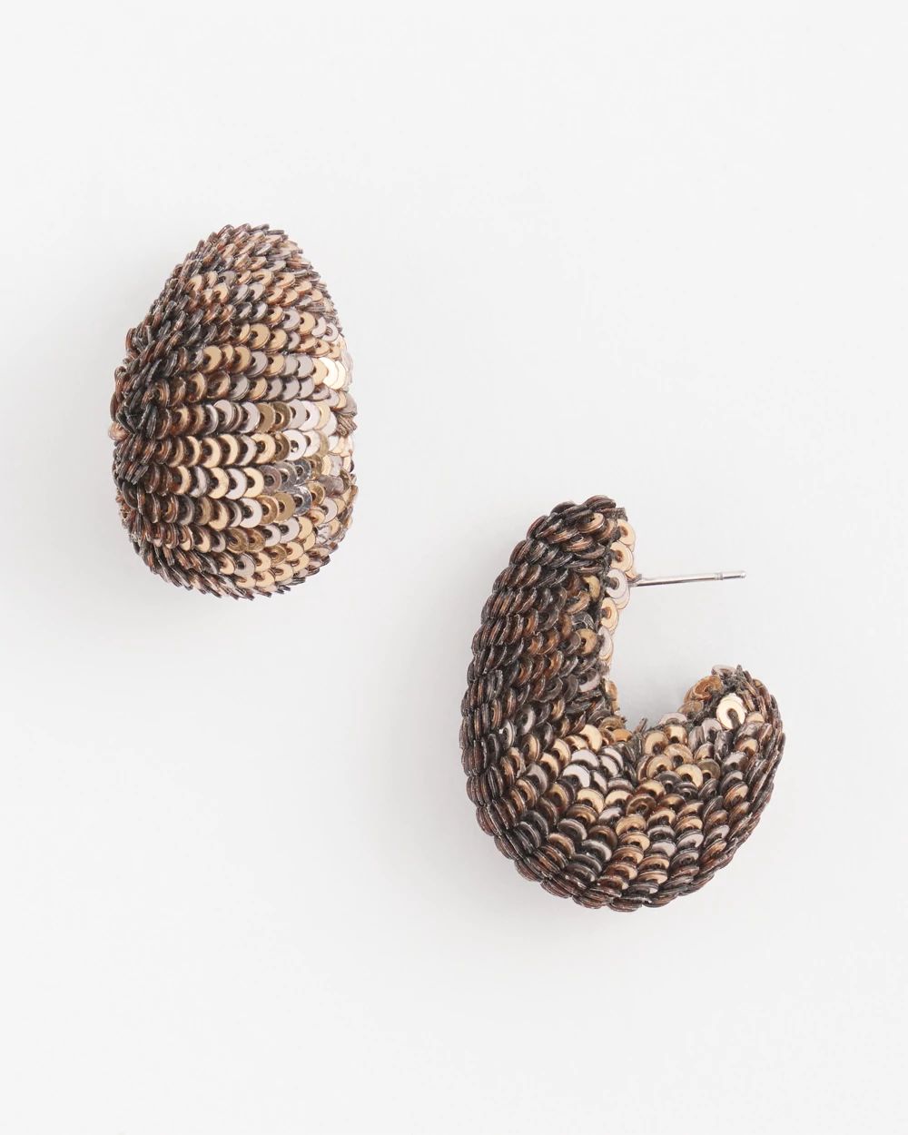 No Droop® Bronze Sequin Huggie Earrings