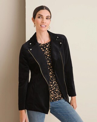 Velveteen Elongated Moto Jacket
