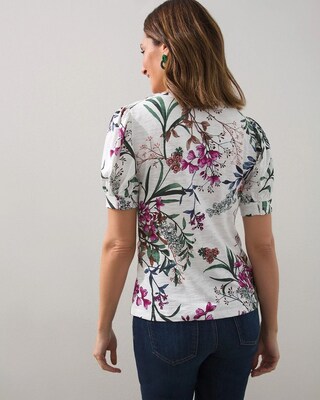 Floral Puff Sleeve Slub Tee