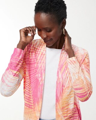 Linen Tropical Print Convertible Cardigan