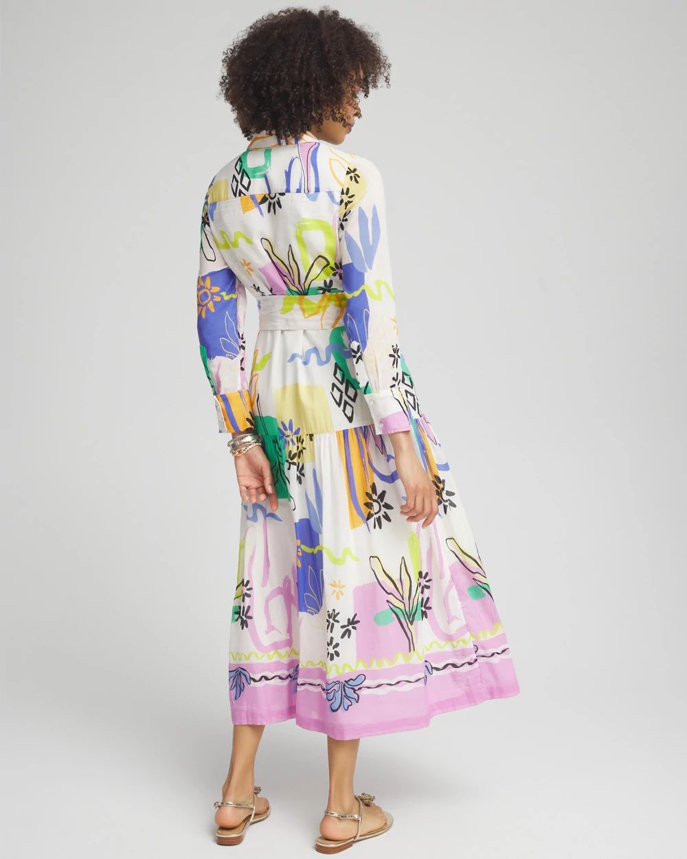 Silk Blend Modern Print Shirt Dress