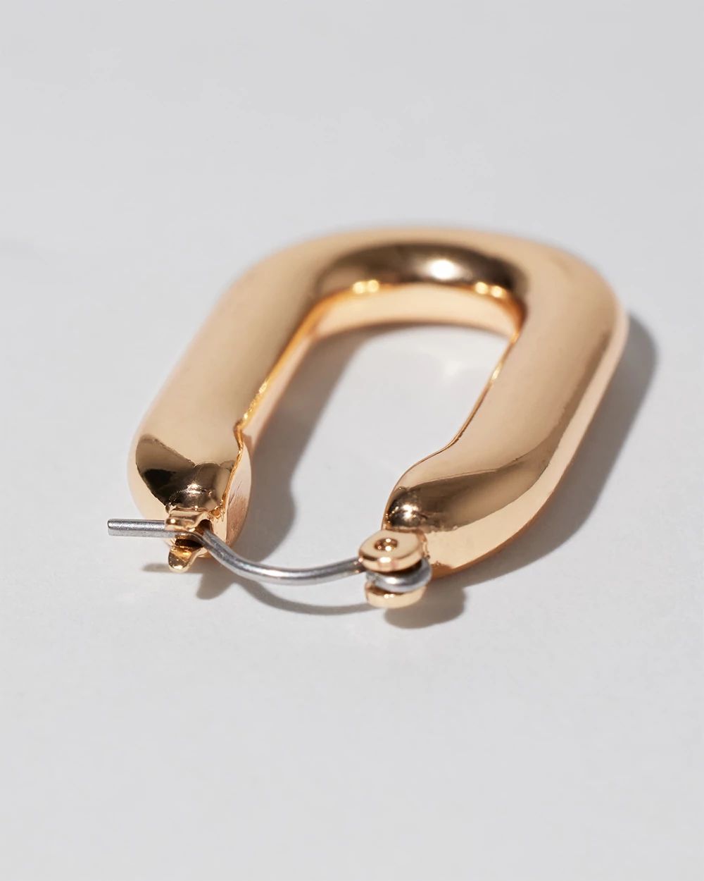 Gold Tone Oval Hoop Earrings