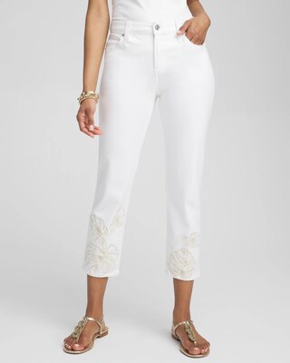 No Stain Embroidered Girlfriend Crops