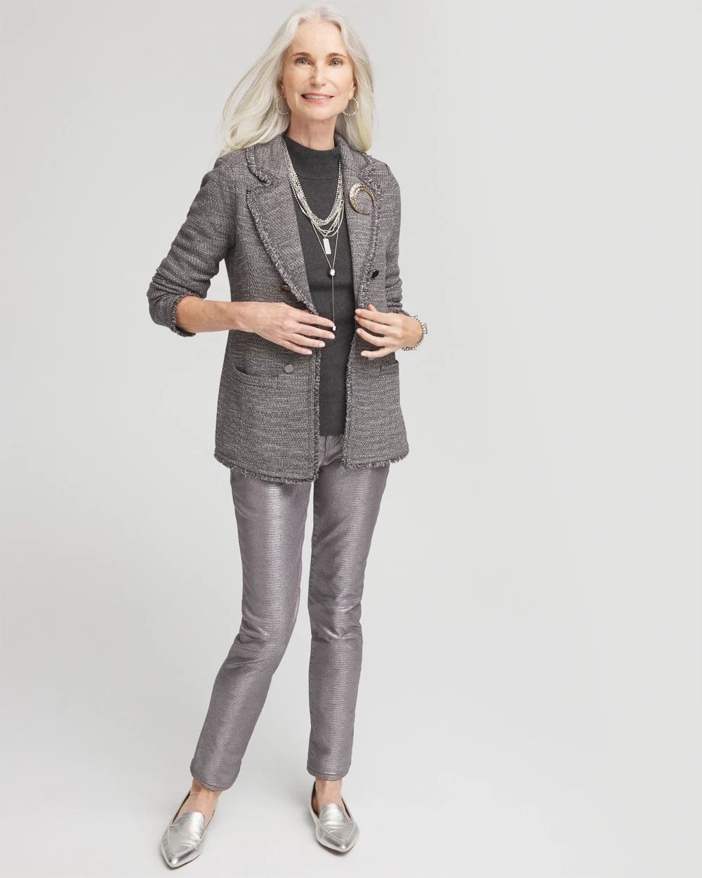 Ecovero™ Button Mock Neck Sweater click to view larger image.