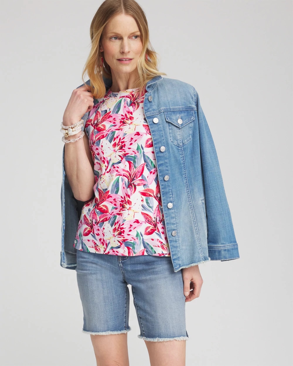 Floral Button Detail Tank