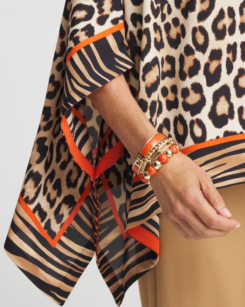 Mixed Animal Print Poncho