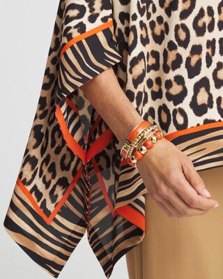 Mixed Animal Print Poncho