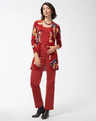 Spun Rayon Paisley Midi Cardigan