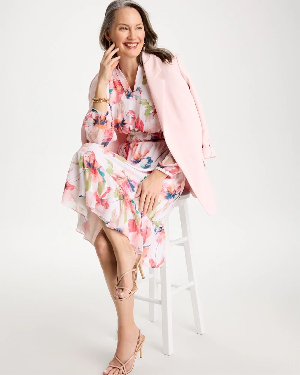 Georgette Trapunto Pullover Dress