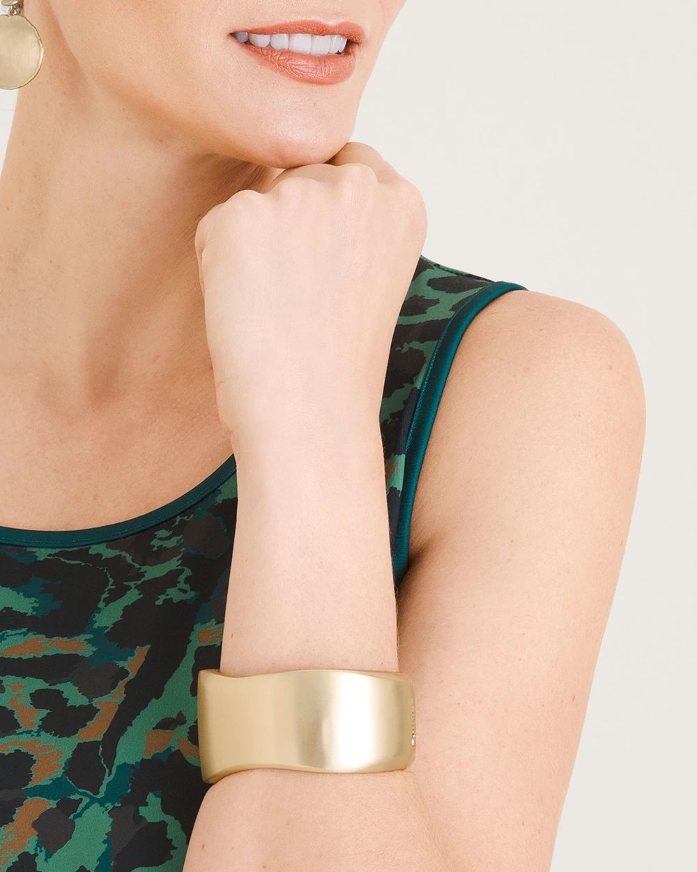 Matte Goldtone Wide Cuff Bracelet