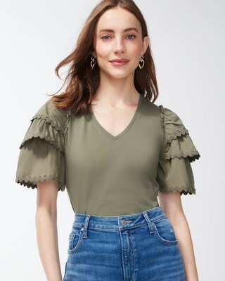 Rick Rack Ruffle Tiered Sleeve Tee