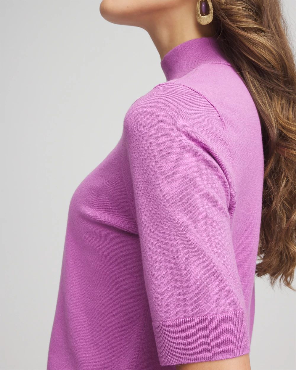 Elbow Sleeve Mock Neck Sweater click to view larger image.