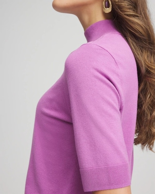 Elbow Sleeve Mock Neck Sweater click to view larger image.