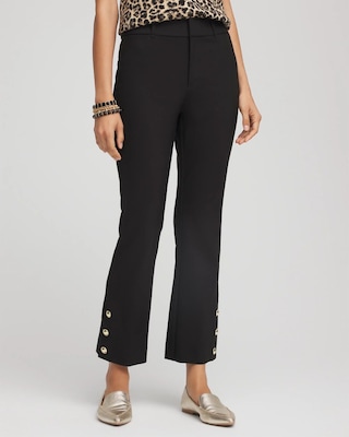 Bi-Stretch Flared Button-Hem Cropped Pants