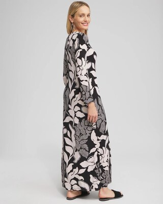 V-neck Vine Print Maxi Dress