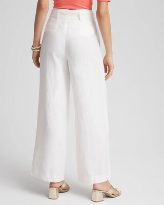 Belted Pleated Wide-Leg Linen Pants click to view larger image.